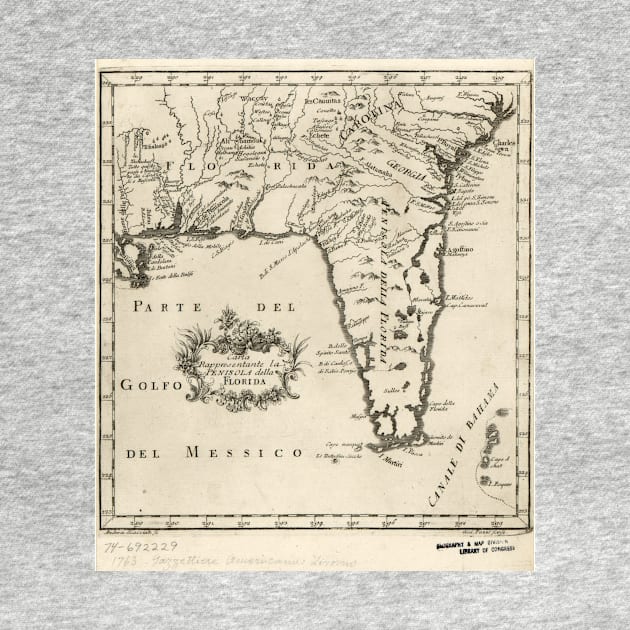 Vintage Map of Florida (1763) 2 by Bravuramedia